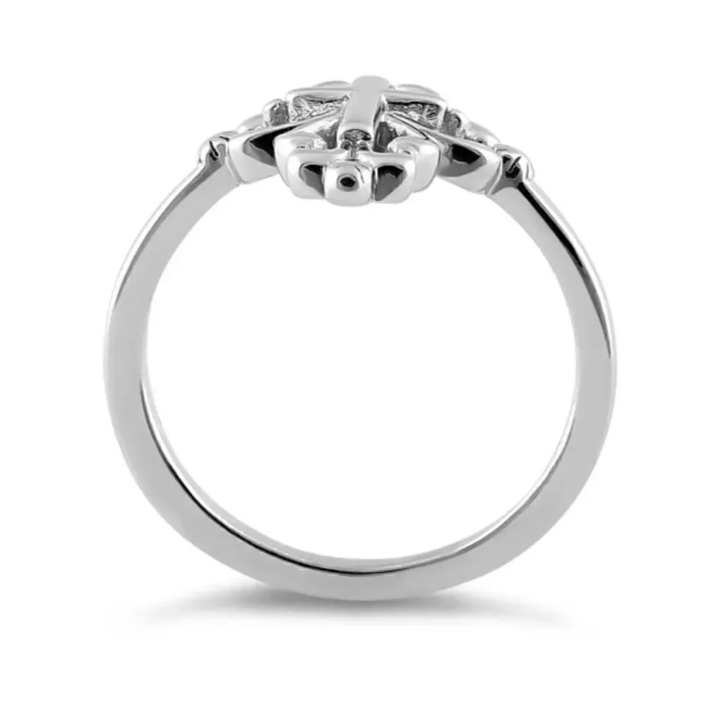 New Sterling Silver Ornate Scrollwork Cross Ring